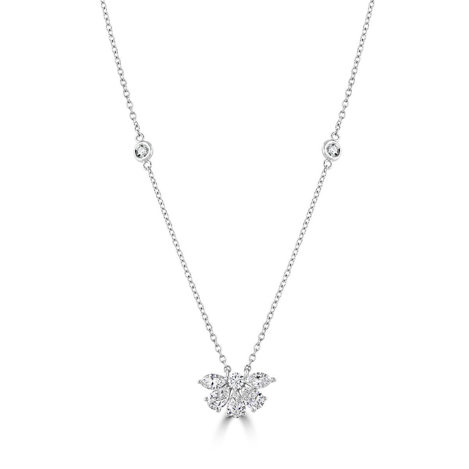 Pear, Marquise and Round Cut Diamond Pendant at David M Robinson