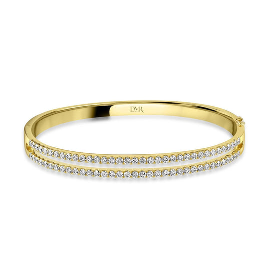 Love Lines Two Row Yellow Gold Diamond Bangle at David M Robinson