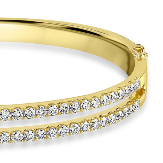 Love Lines Two Row Yellow Gold Diamond Bangle at David M Robinson