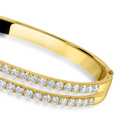 Love Lines Two Row Yellow Gold Diamond Bangle at David M Robinson