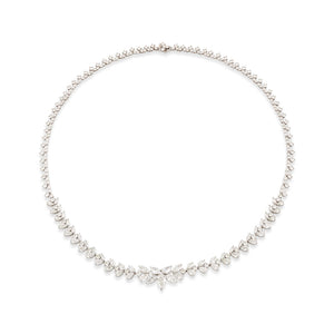 18ct White Gold Mixed Cut Diamond Necklace