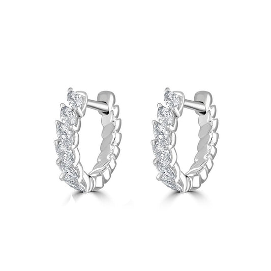 White Gold Marquise Diamond Hoop Earrings at David M Robinson