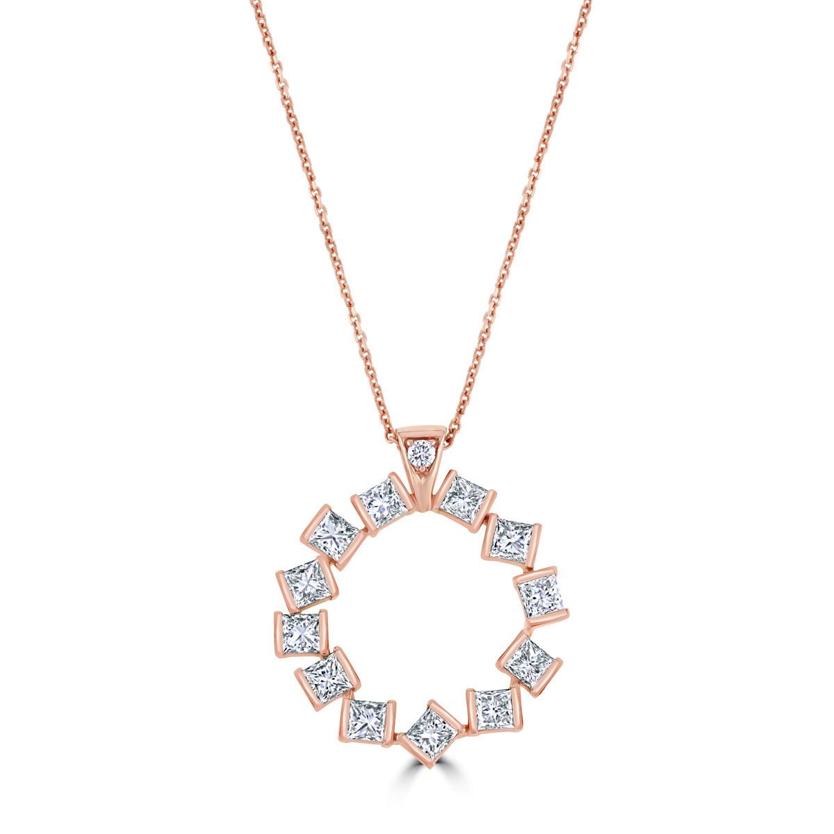 Hopscotch Rose Gold Large Diamond Circle Pendant at David M Robinson