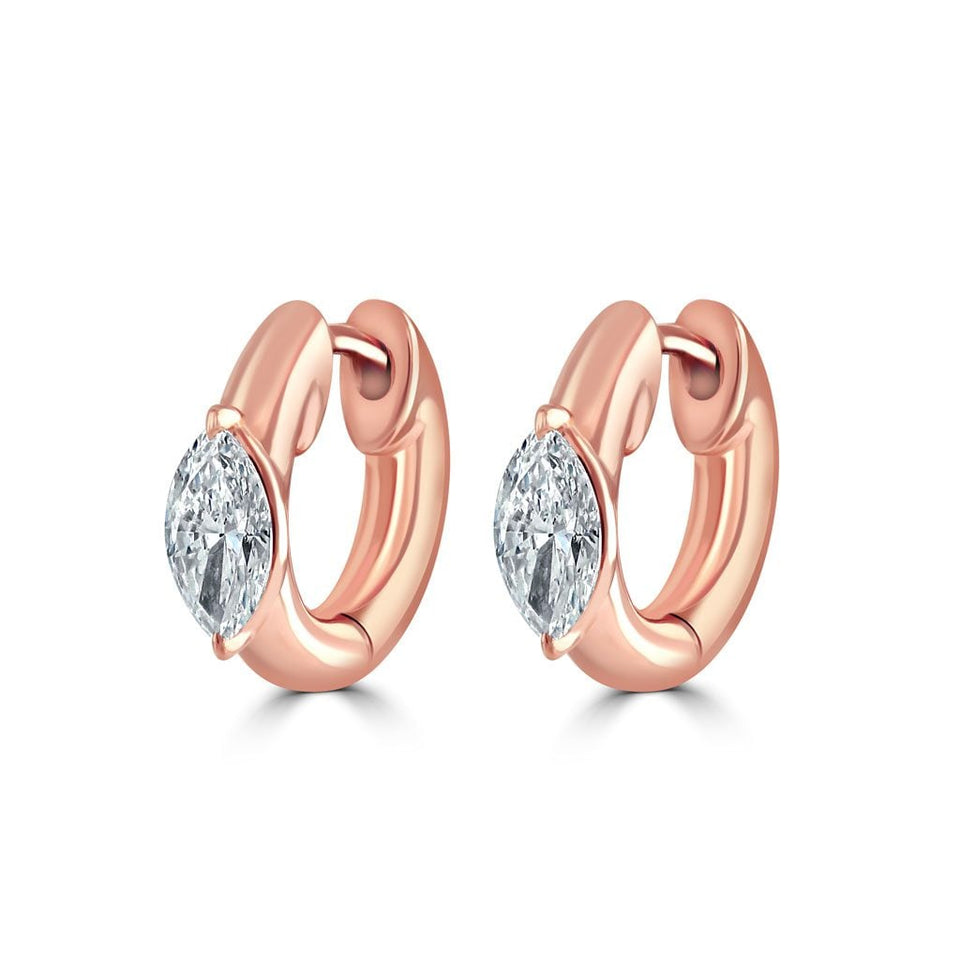 Rose Gold Marquise Diamond Hoop Earrings at David M Robinson