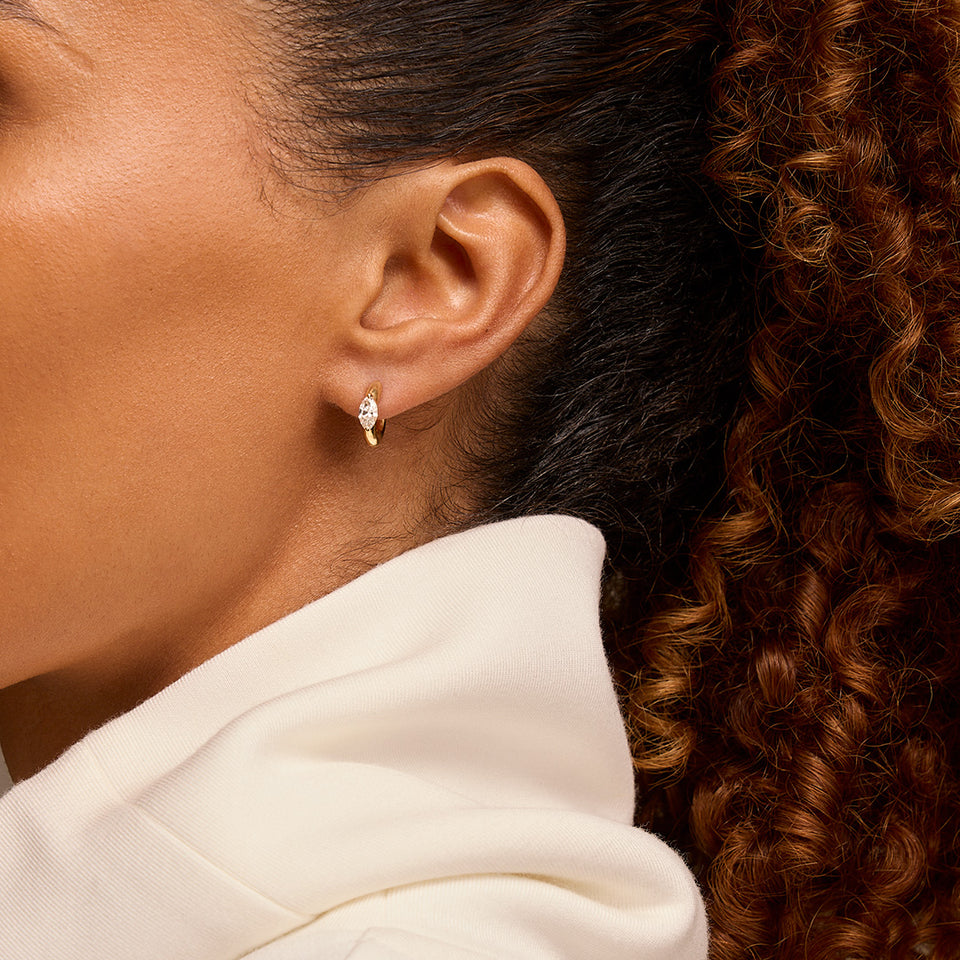 Day Diamonds 18ct Yellow Gold Marquise Cut Diamond Hoop Earrings at David M Robinson