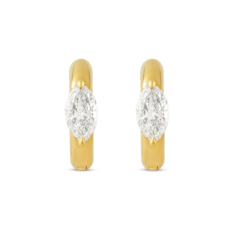 Day Diamonds 18ct Yellow Gold Marquise Cut Diamond Hoop Earrings at David M Robinson