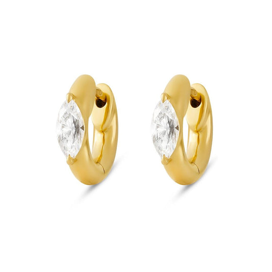 Yellow Gold Diamond Hoop Earrings at DMR