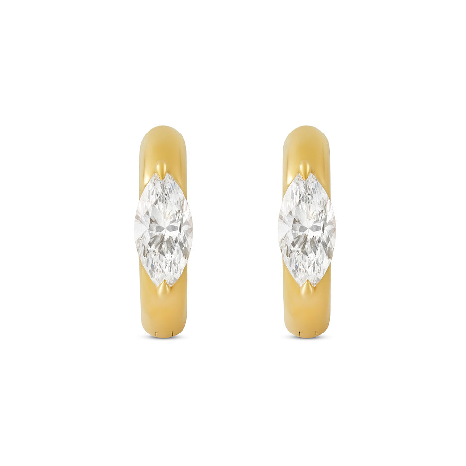 Day Diamonds 18ct Yellow Gold Marquise Cut Diamond Hoop Earrings at David M Robinson