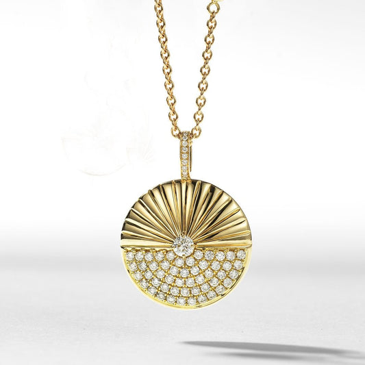 Alba Yellow Gold Diamond Pendant at David M Robinson