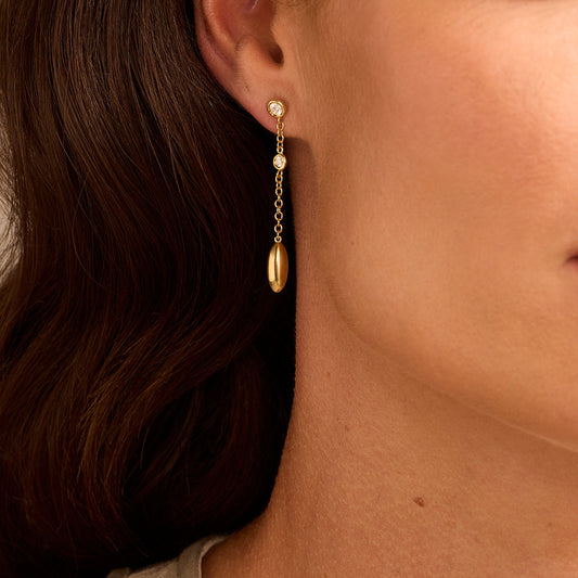Amalfi 18ct Yellow Gold Diamond Drop Earrings at David M Robinson