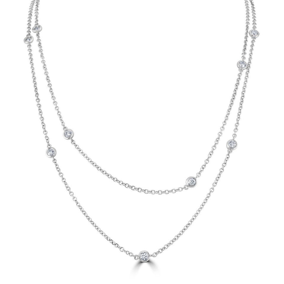 18ct White Gold Spectacle Set Diamond Necklace at David M Robinson