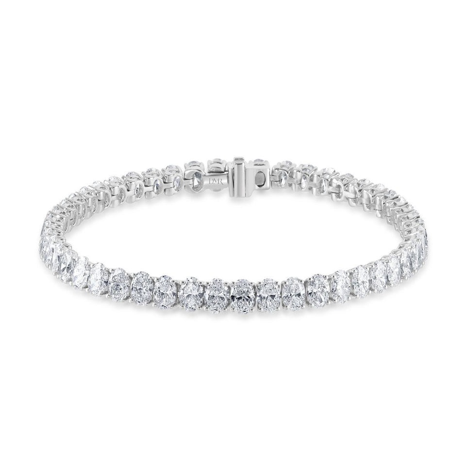 Platinum Oval Cut Diamond Bracelet at David M Robinson