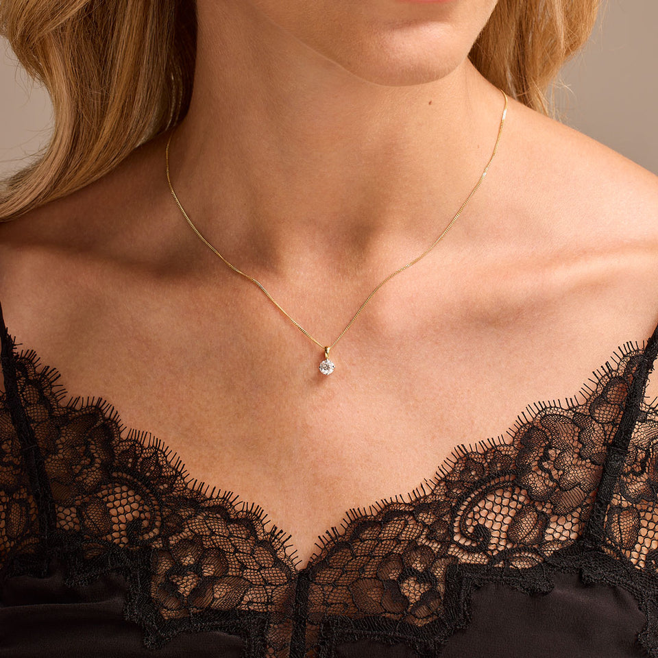 Diamond Classics 18ct Yellow Gold Round Brilliant Cut Diamond Pendant at David M Robinson
