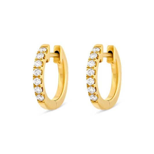 Yellow Gold Diamond Hoop Earrings at DMR