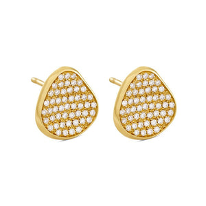 Amalfi Yellow Gold Pave Diamond Stud Earrings
