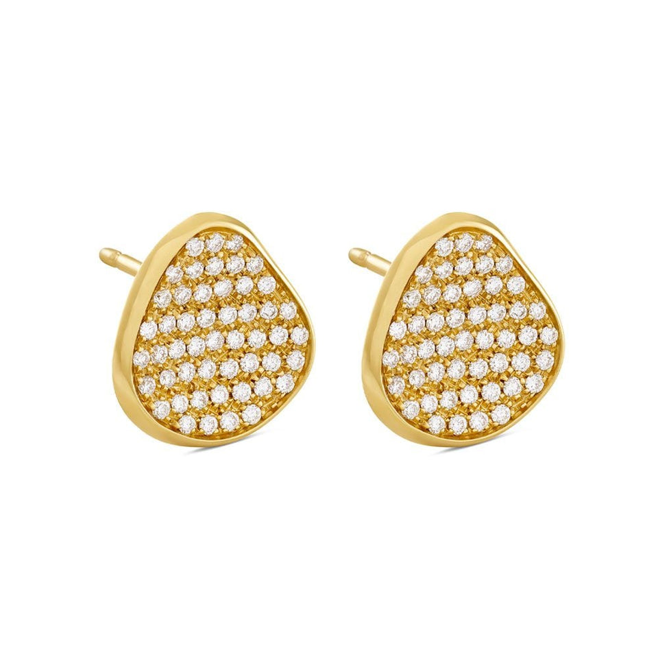 Amalfi 18ct Yellow Gold Pave Diamond Stud Earrings at David M Robinson
