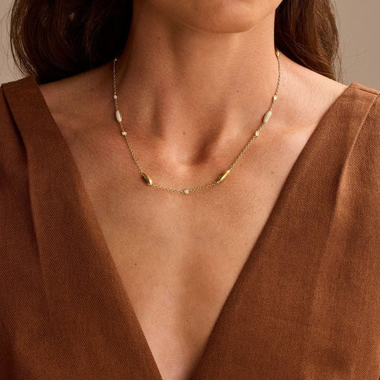 Amalfi Yellow Gold Diamond Necklace at DMR