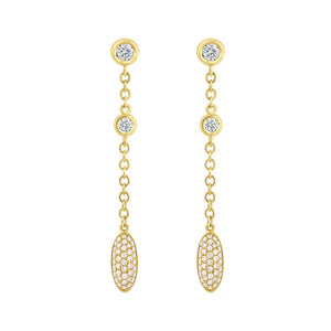 Amalfi Yellow Gold Pave Diamond Drop Earrings