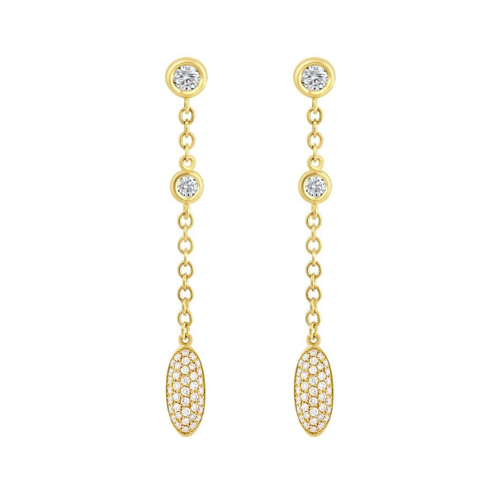 Amalfi 18ct Yellow Gold Pave Diamond Drop Earrings at David M Robinson