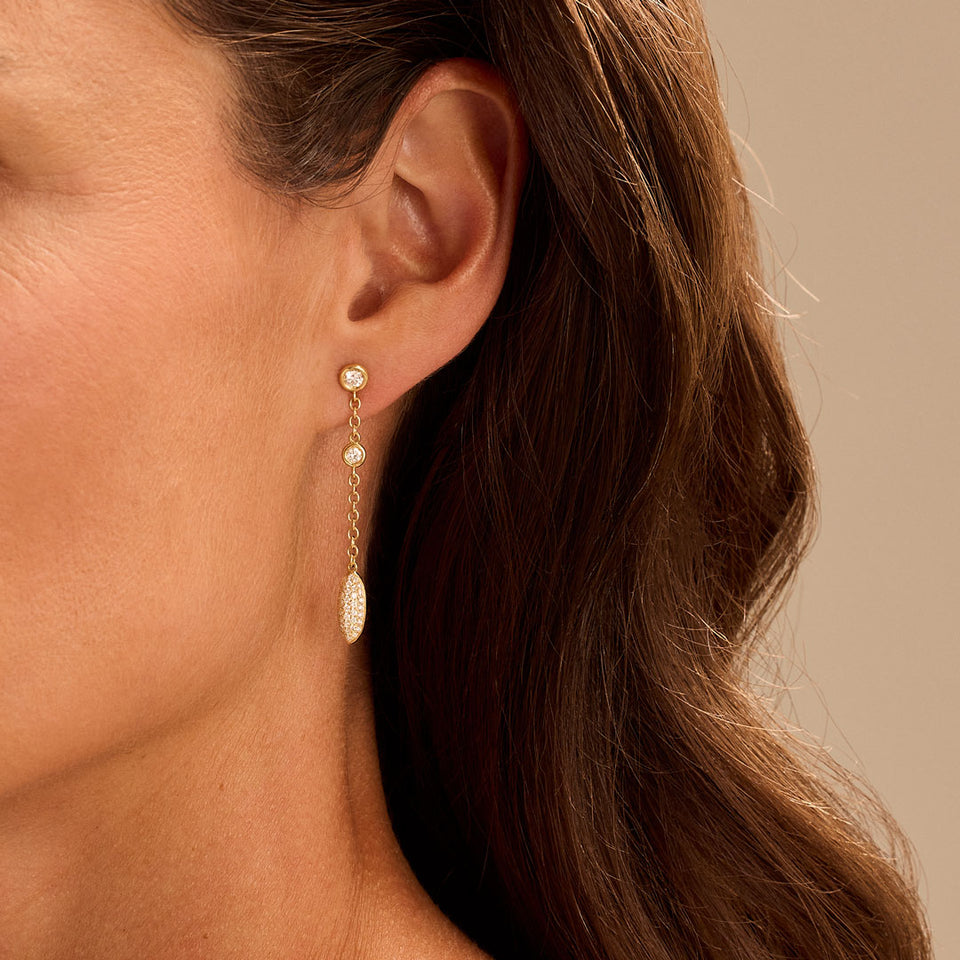 Amalfi 18ct Yellow Gold Pave Diamond Drop Earrings at David M Robinson