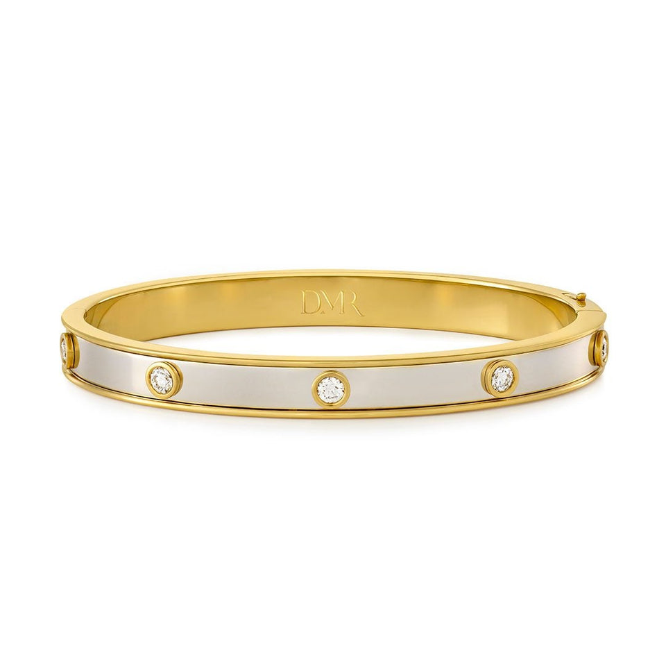Yellow & White Gold Diamond Bangle at DMR