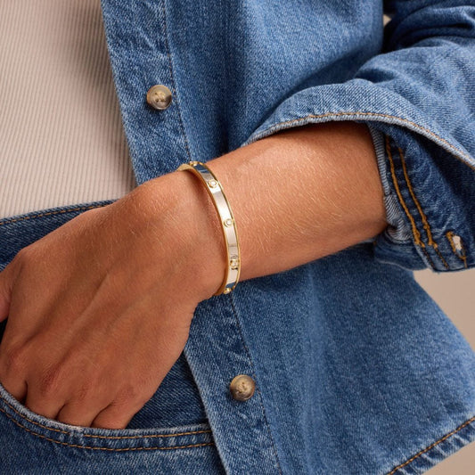 Yellow & White Gold Diamond Bangle at DMR