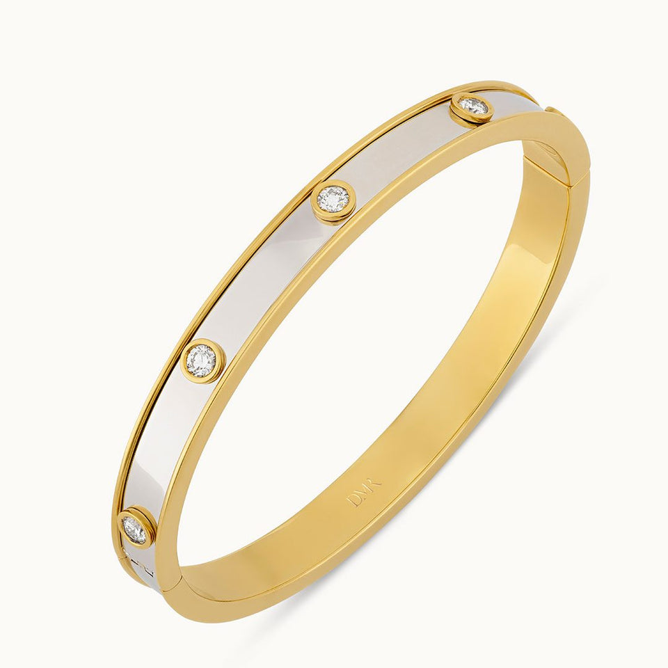 Day Diamonds Yellow & 18ct White Gold Diamond Bangle at David M Robinson