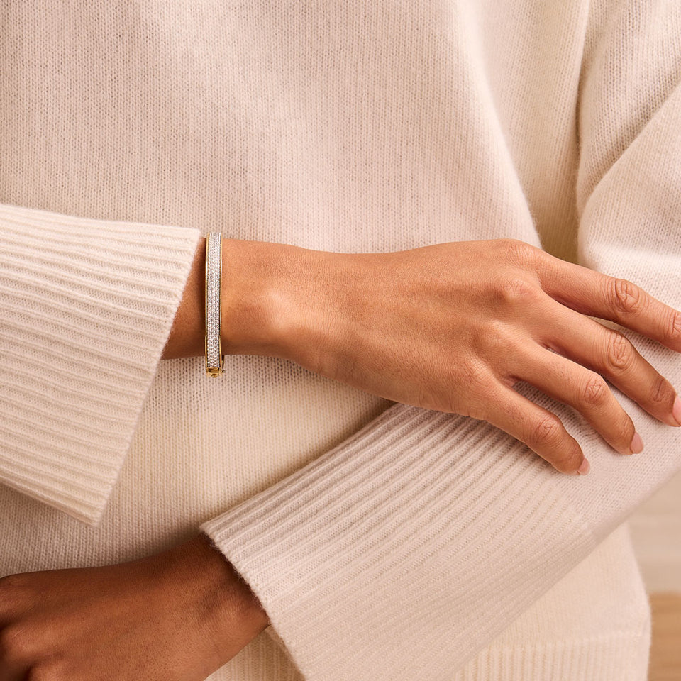 Day Diamonds Yellow & 18ct White Gold Pave Diamond Bangle at David M Robinson