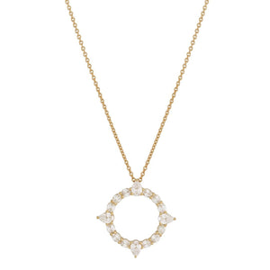 Compass 18ct Yellow Gold Pear Shape & Oval Cut Diamond Pendant