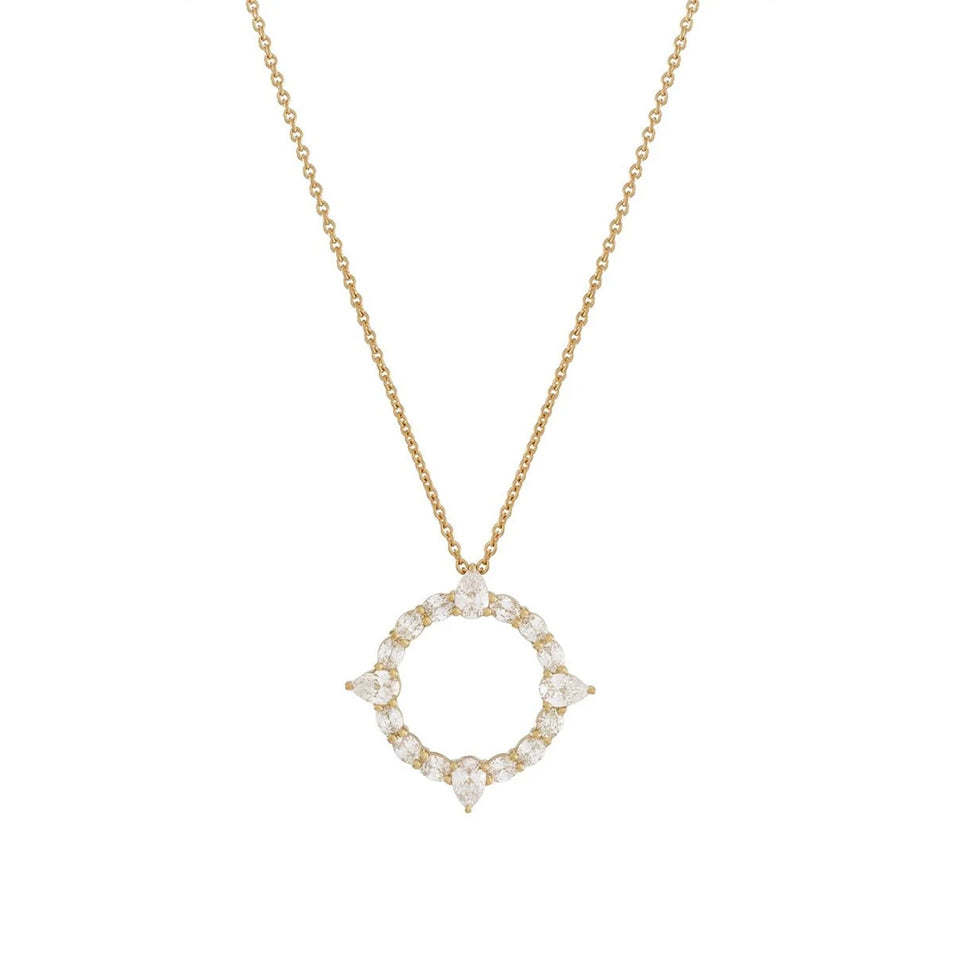 Compass 18ct Yellow Gold Pear Shape & Oval Cut Diamond Pendant