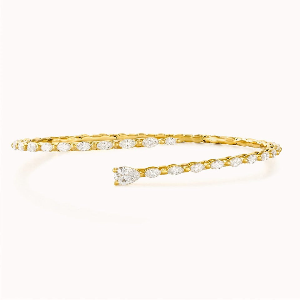 Cleo Yellow Gold Flexi Diamond Bangle at DMR