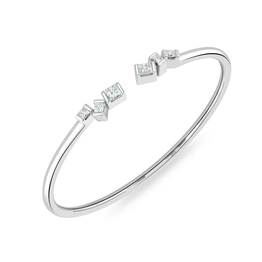 Hopscotch White Gold Princess Cut Diamond Bangle at DMR