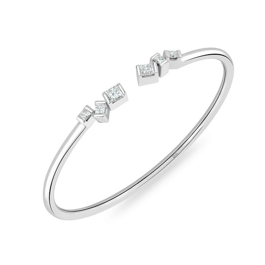 Hopscotch White Gold Princess Cut Diamond Bangle at DMR