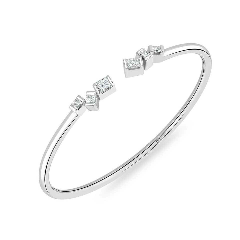 Hopscotch White Gold Princess Cut Diamond Bangle at DMR