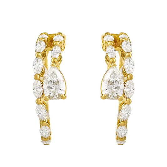 Cleo Yellow Gold Diamond Hoop Earrings at DMR