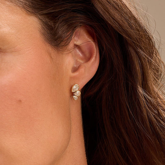 Petal Power Rose Gold Pear Cut Diamond Earrings at DMR