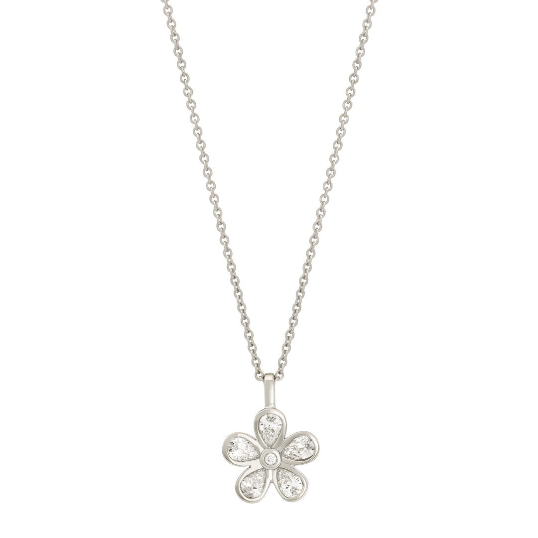 Petal Power Platinum Pear Cut Diamond Pendant at David M Robinson