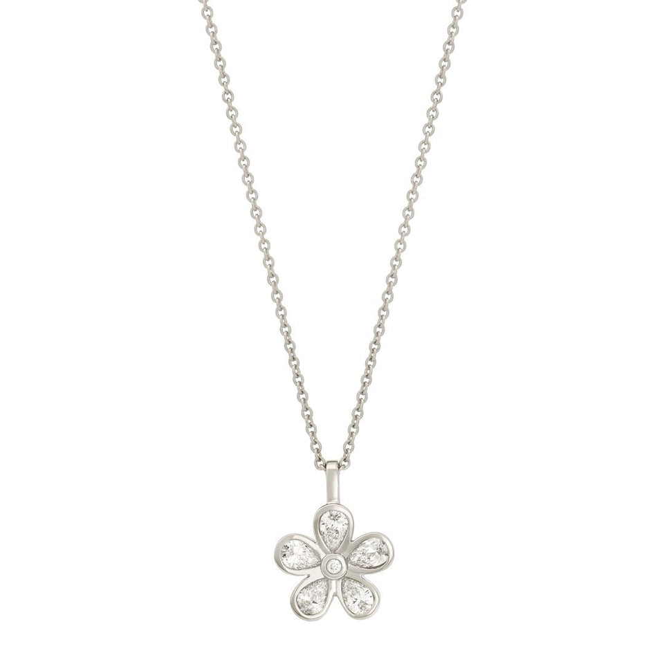 Petal Power Platinum Pear Cut Diamond Pendant at David M Robinson