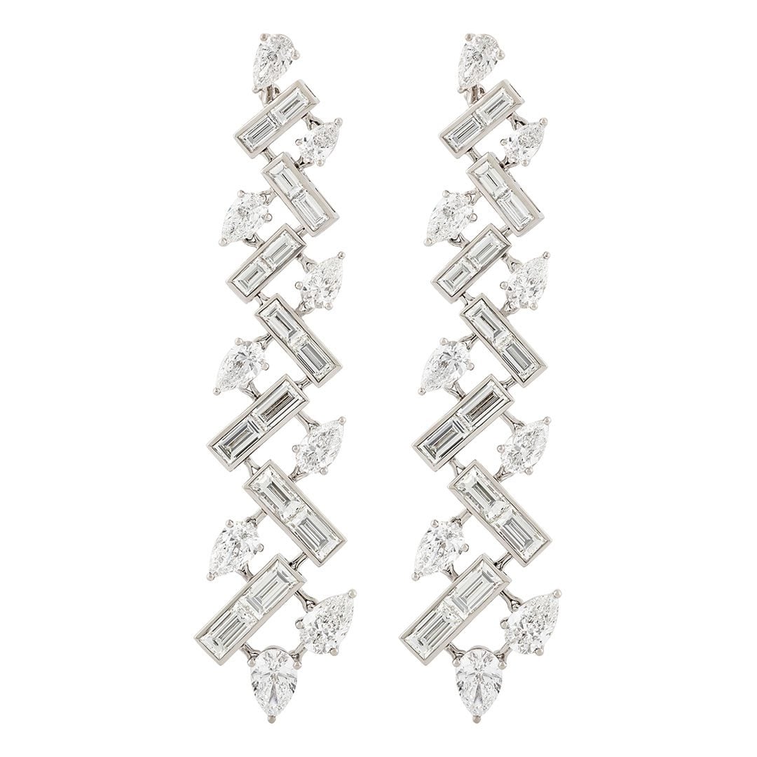 Aria 18ct White Gold Diamond Drop Earrings at David M Robinson