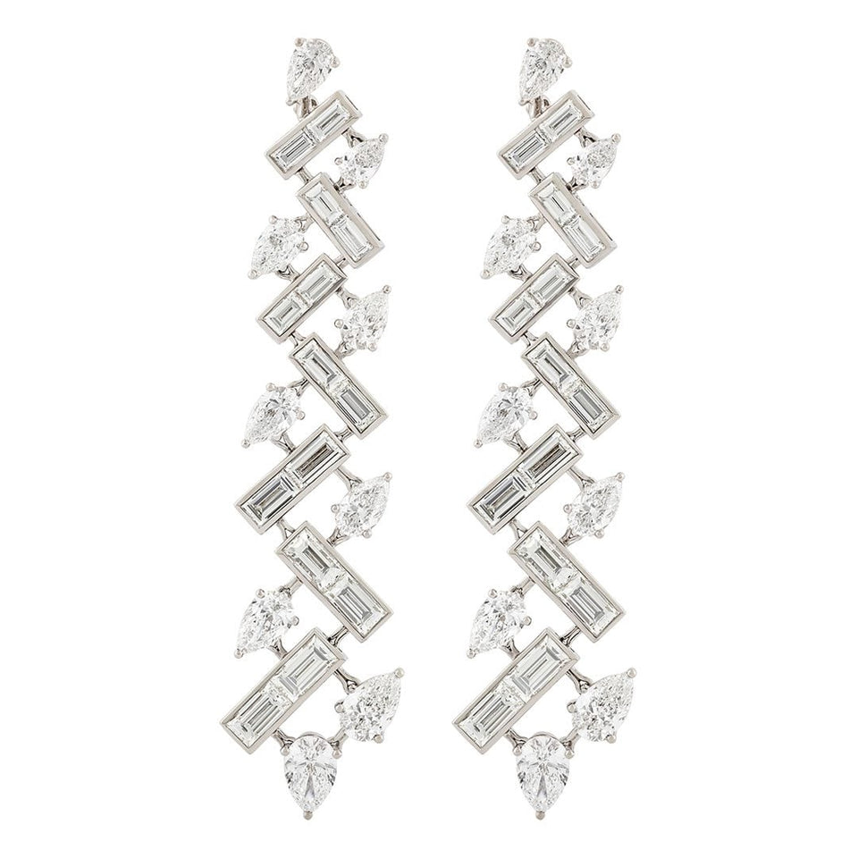 Aria 18ct White Gold Diamond Drop Earrings at David M Robinson