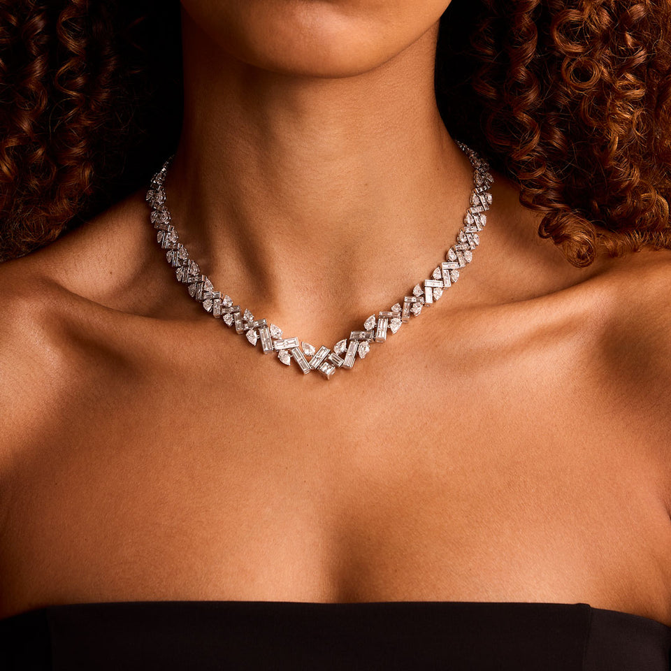 Aria 18ct White Gold Diamond Collar at David M Robinson