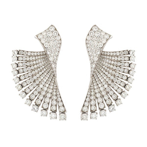 18ct White Gold Round Brilliant Cut Diamond Fan Earrings
