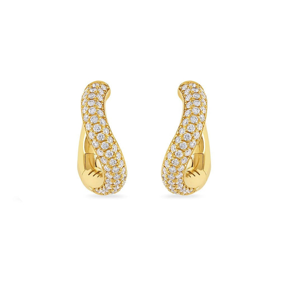 Making Waves Yellow Gold Diamond Hoop Earrings at DMR