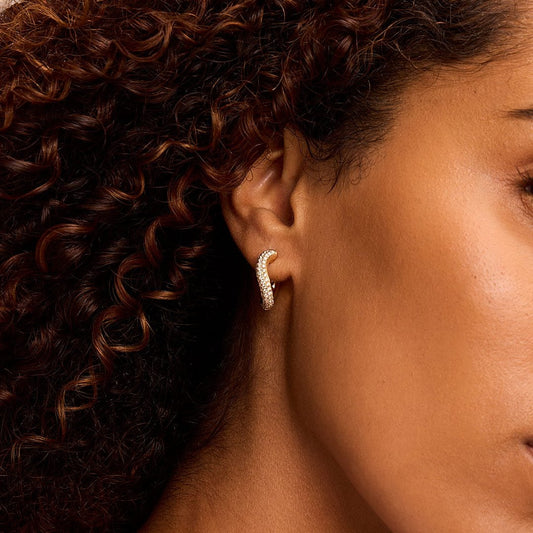 Making Waves Yellow Gold Diamond Hoop Earrings at DMR