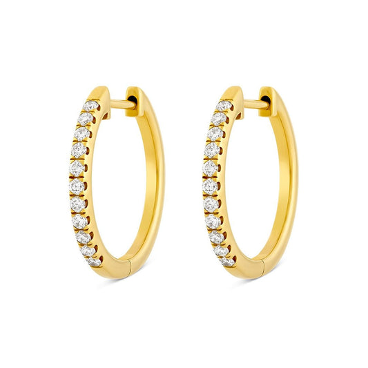 Yellow Gold Diamond Hoop Earrings at DMR