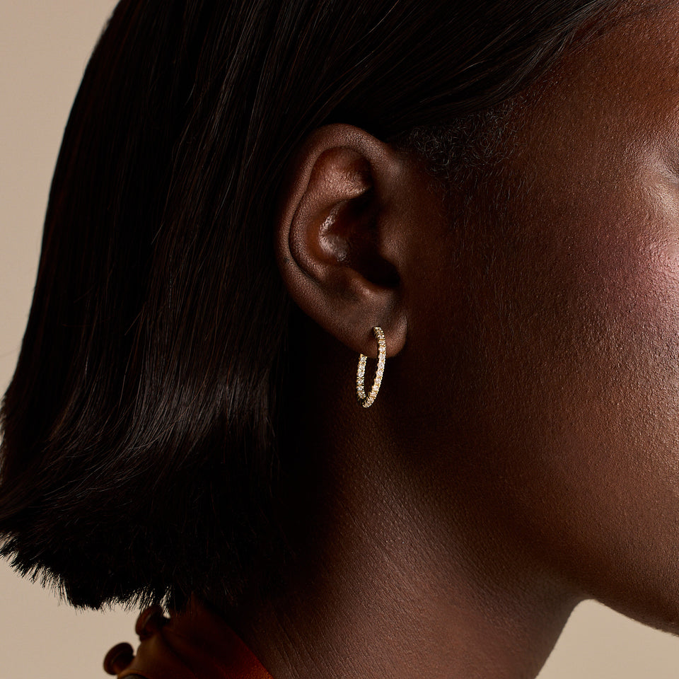 Diamond Classics 18ct Yellow Gold Diamond Hoop Earrings at David M Robinson