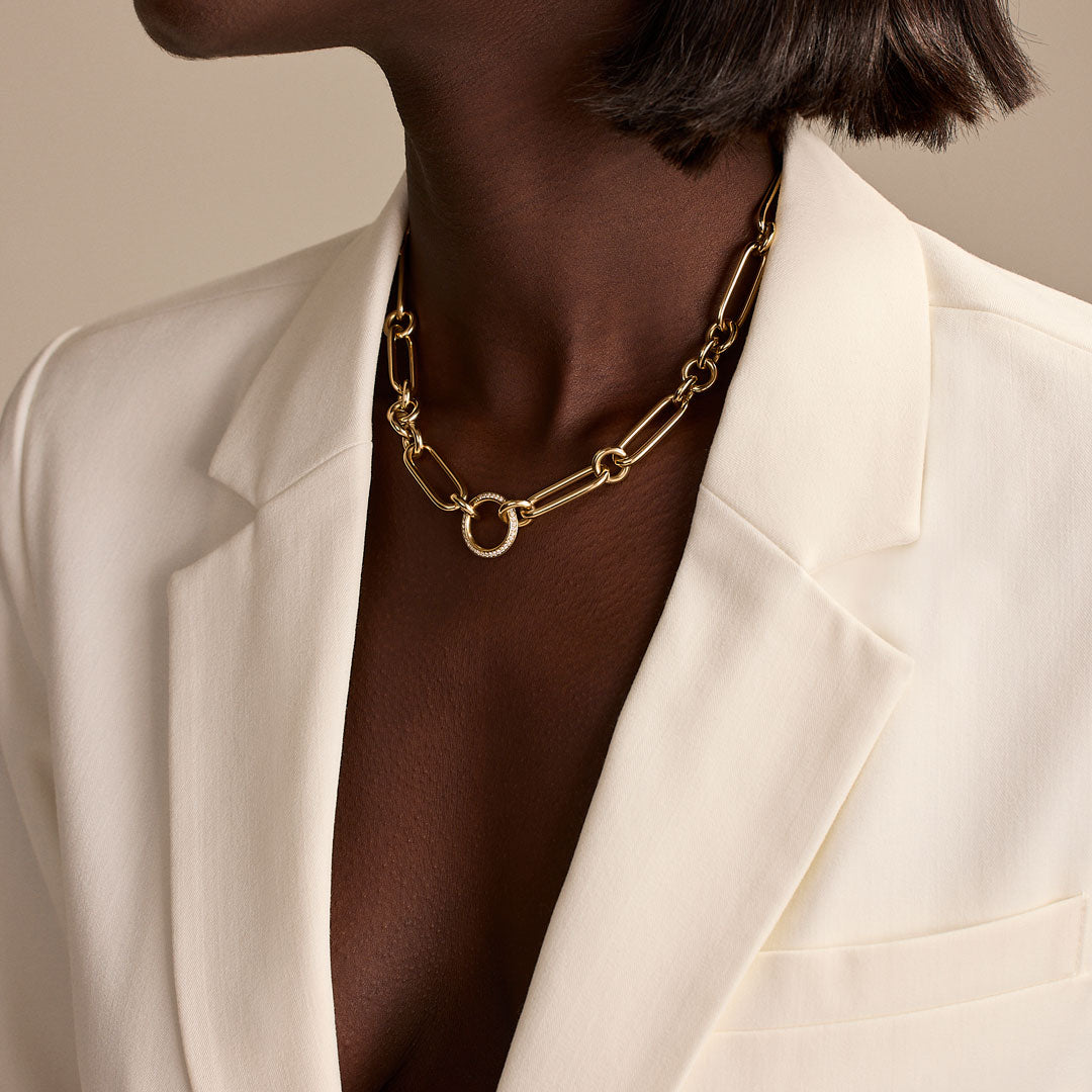 Giallo Pavé 18ct Yellow Gold Diamond Necklace at David M Robinson