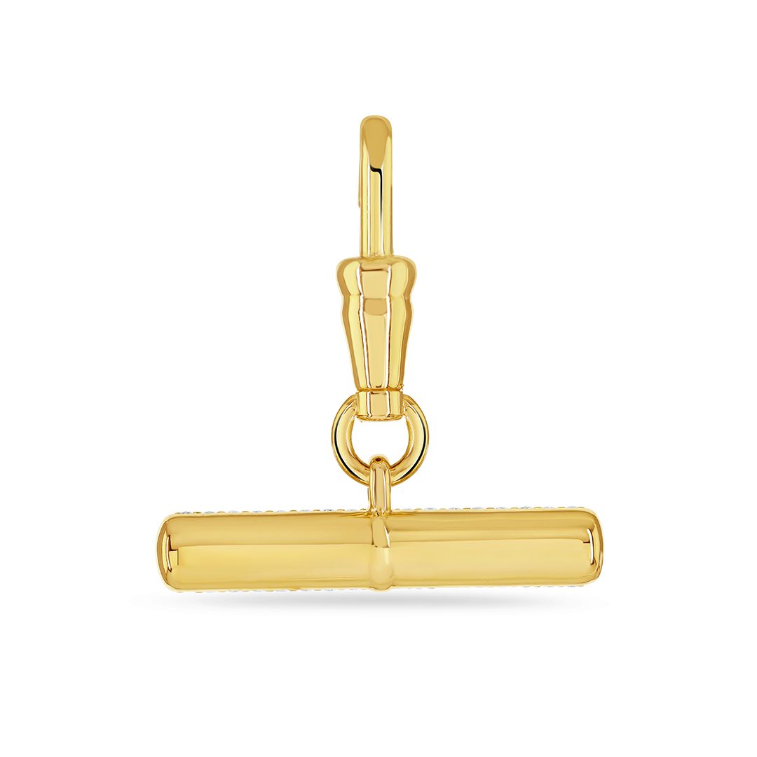 18ct Yellow Gold T-Bar Diamond Pendant Charm at David M Robinson