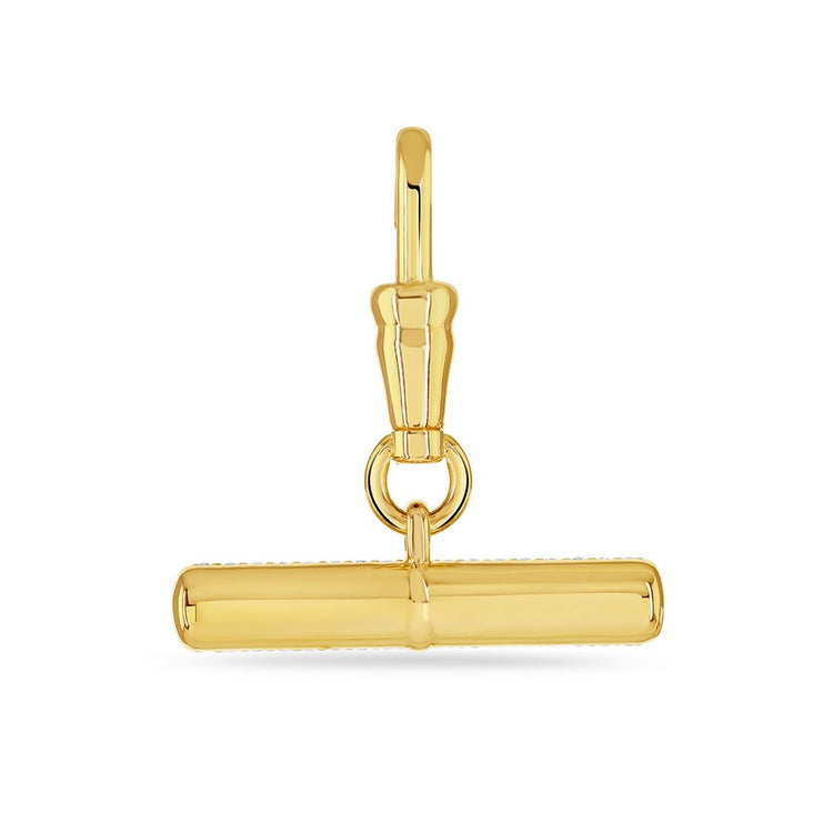 18ct Yellow Gold T-Bar Diamond Pendant Charm at David M Robinson
