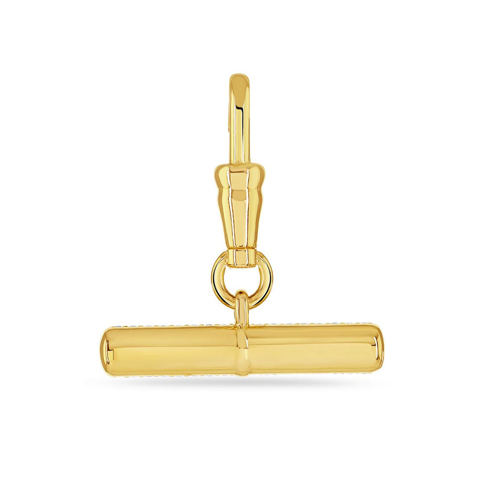 18ct Yellow Gold T-Bar Diamond Pendant Charm at David M Robinson